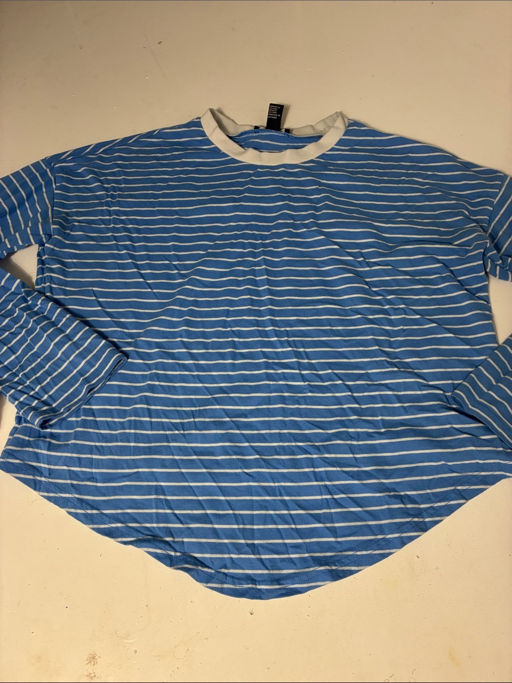Forever 21 Medium Blue White Striped Long Sleeve T Shirt